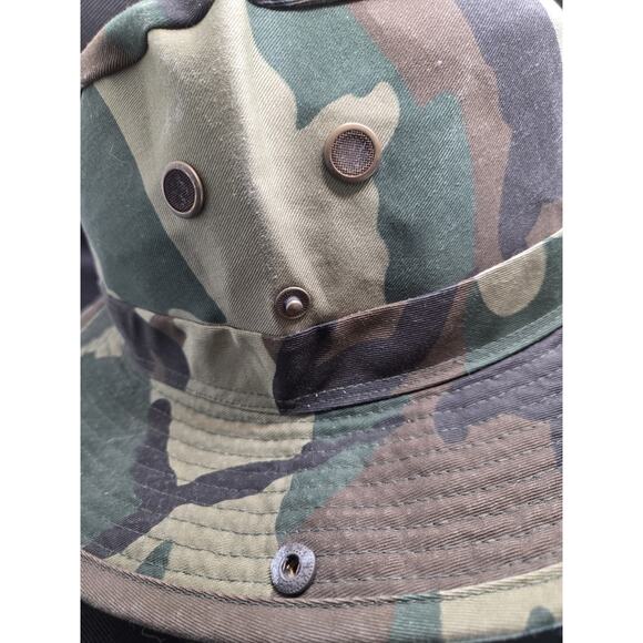 HC Woodland Camo Boonie Bucket Hat Vented Snaps Chin String - Picture 4 of 8